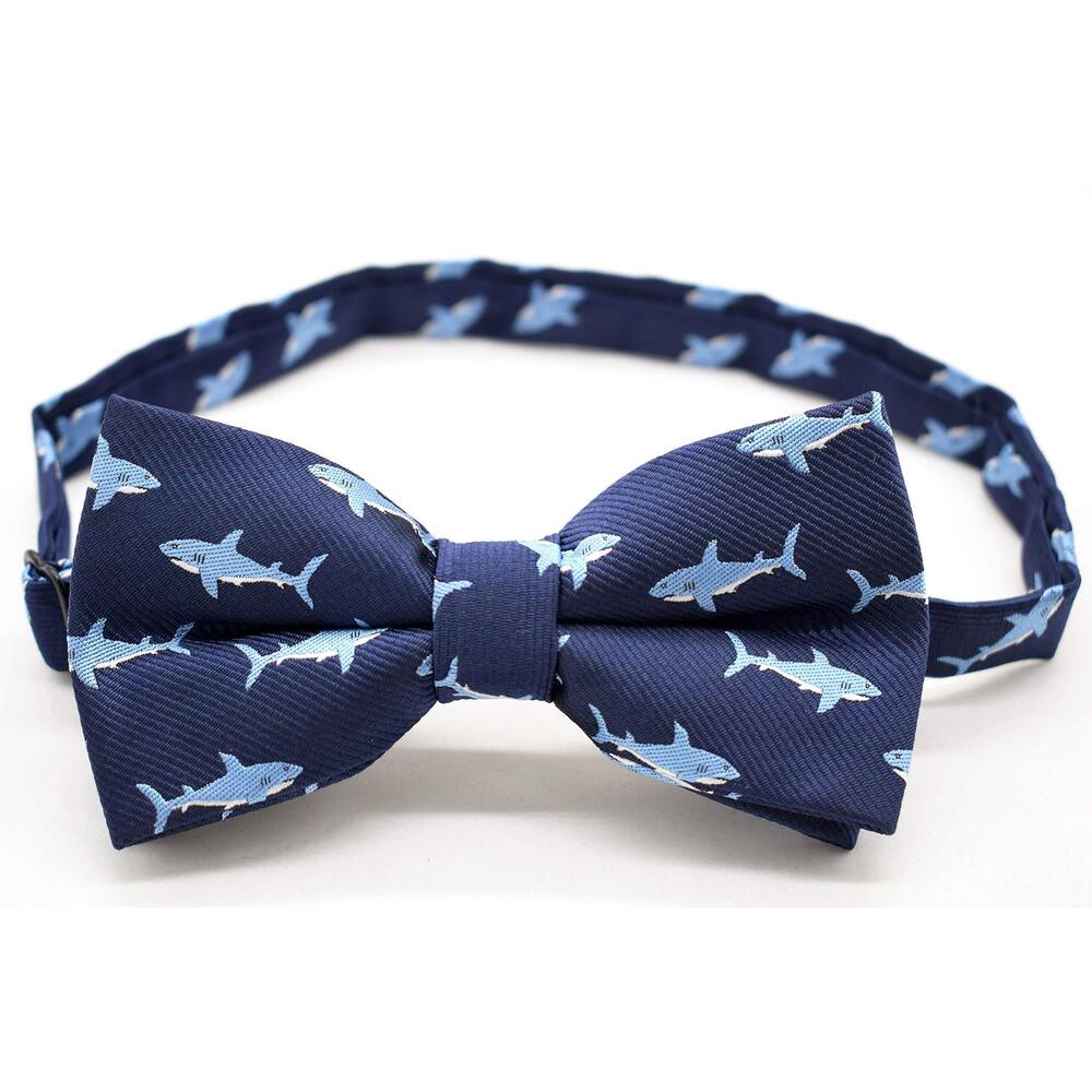 3105 Shark Pattern Bow ties + Boy Shark Pattern Bow ties - Picture 3 of 7